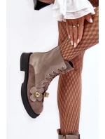 Dámské módní boty se zipem a ozdobami D&A MR870-76 Šedohnědá