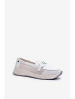 Dámské kožené mokasíny D&A model 21660244 Bílé - S.Barski