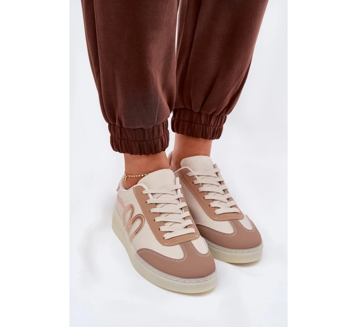 Nízké Dámské Sportovní Boty Z Eko Kůže Béžové Iladira Nízké Dámské Sportovní Boty Z Eko Kůže Béžové Iladira