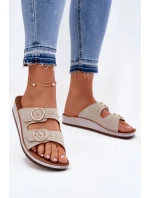 Pohodlné dámské pantofle béžové model 21697980 - Inblu