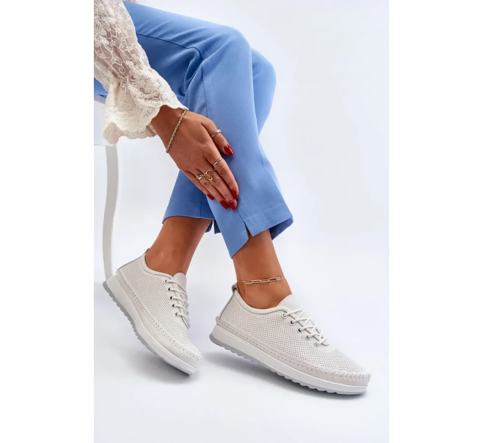 Dámské kožené sportovní boty tenisky bílé Lalnai Dámské kožené sportovní boty tenisky bílé Lalnai