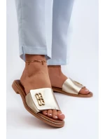 Zazoo Elegantní dámské kožené pantofle zlaté