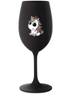 DUHOVÝ JEDNOROŽEC - čierny pohár na víno 350 ml