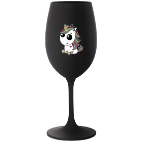 DUHOVÝ JEDNOROŽEC - čierny pohár na víno 350 ml