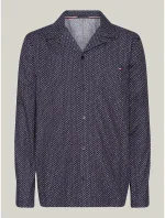 Pánská pyžamová košile UM0UM02992 02E tm modrá s potiskem - Tommy Hilfiger