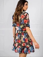 Dámské šaty LK SK 507626.70 černé s květinami - FPrice