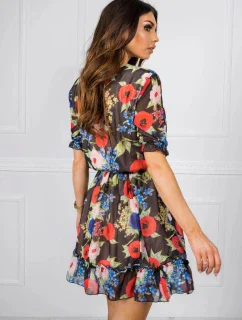 Dámské šaty LK SK 507626.70 černé s květinami - FPrice