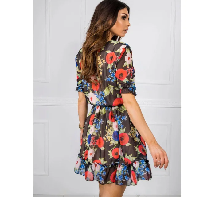 Dámské šaty LK SK 507626.70 černé s květinami - FPrice