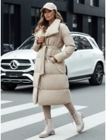 Dámský zimní dlouhý prošívaný kabát FAVI béžový FashionStreet TY4572