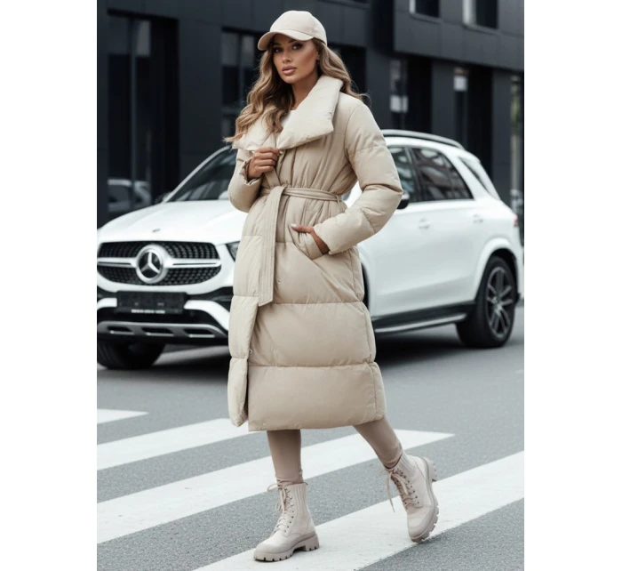 Dámský zimní dlouhý prošívaný kabát FAVI béžový FashionStreet TY4572