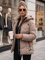 Dámská zimní prošívaná bunda s kapucí, béžová, FashionStreet TY5753