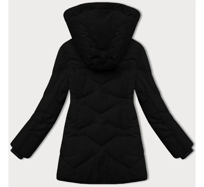 Černá dámská zimní bunda s odepínací kapucí LHD (LHD-24577)