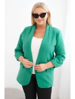 Dámská sako Plus Size bez zapínání s podšívkou model 21468630 zelená - K-Fashion
