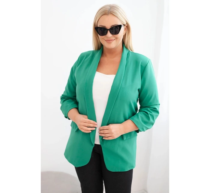 Dámská sako Plus Size bez zapínání s podšívkou model 21468630 zelená - K-Fashion