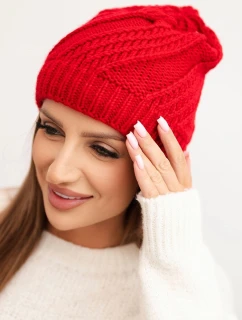 Dámská zimní čepice z vlny model 21750362 červená - K-Fashion