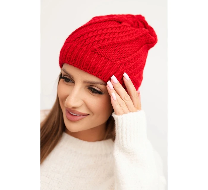 Dámská zimní čepice z vlny model 21750362 červená - K-Fashion