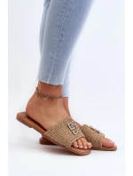 Ploché Dámské Žabky S Pletením a Ozdobou Beige model 21657867 - EVENTO Ploché Dámské Žabky S Pletením a Ozdobou Beige model 21657867 - EVENTO