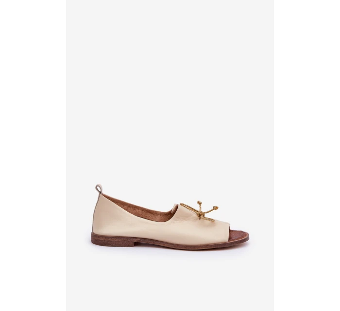Kožené Dámské Baletky Béžové model 21682460 - Zazoo