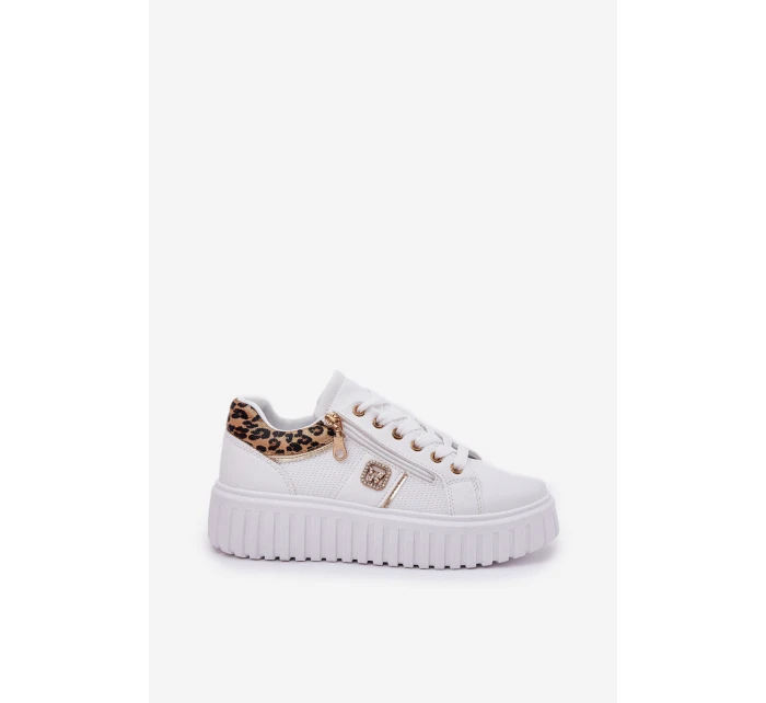 Dámské Sportovní Boty Na Platformě Z Eko Kůže Panther Bílé Velionna Dámské Sportovní Boty Na Platformě Z Eko Kůže Panther Bílé Velionna