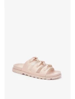 Dámské pantofle s pásky – světle béžové