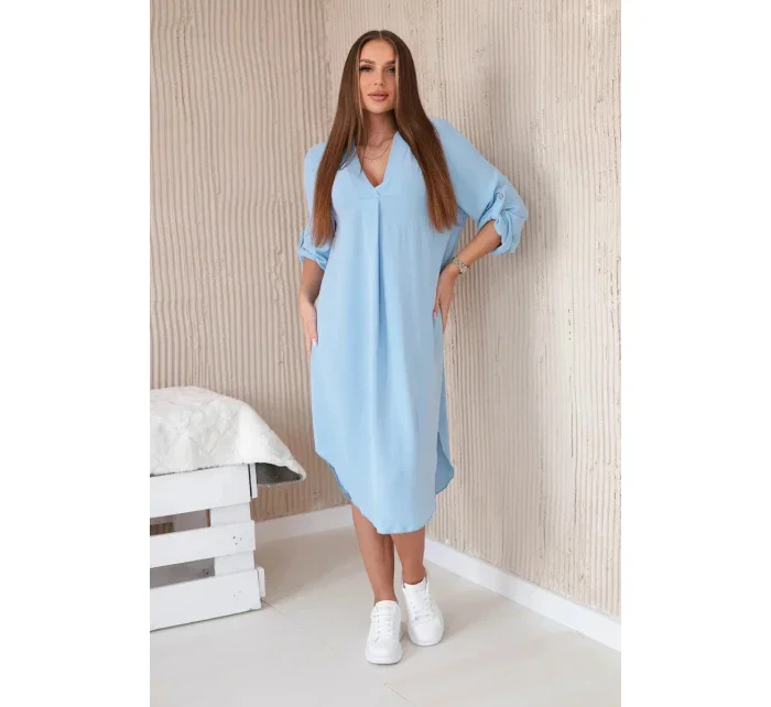 Šaty s výstřihem do V 88536 modré - Italian Fashion