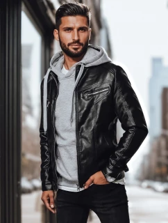Pánská kožená bunda černá Dstreet TX4330