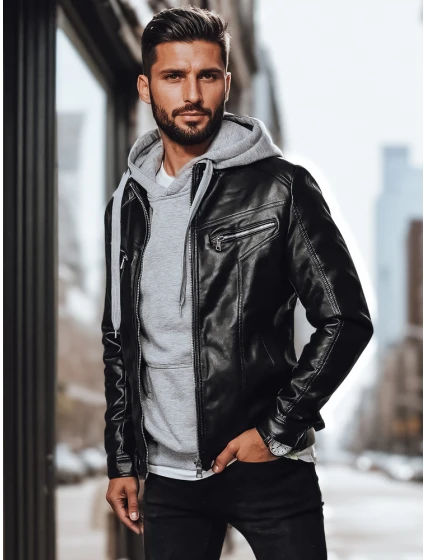 Pánská kožená bunda černá Dstreet TX4330