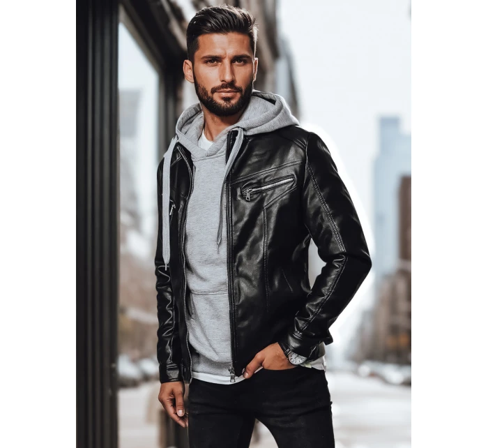 Pánská kožená bunda černá Dstreet TX4330