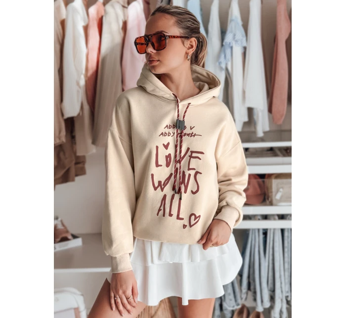 Dámská mikina oversize LOVEWILL béžová FashionStreet BY1471