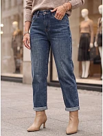 Dámské džíny Mom Fit s vysokým pasem, modré, FashionStreet UY3113 Dámské džíny Mom Fit s vysokým pasem, modré, FashionStreet UY3113