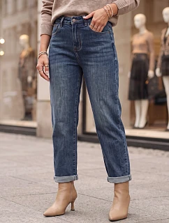 Jeansy damskie mom fit z wysokim stanem niebieskie model 22349643 - FashionStreet