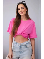 Dámská bavlněná basic halenka s krátkým rukávem růžová Dámská bavlněná basic halenka s krátkým rukávem růžová