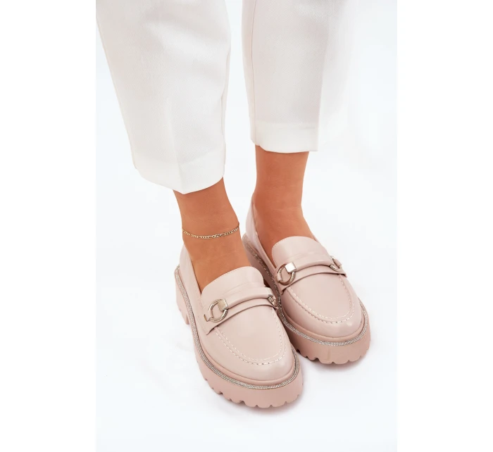 Dámské Mokasíny Ozdobené Zirkony Béžové model 21690339 - Boto