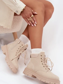 Dámské zimní boty s kožíškem na zip světle béžové model 21706859 - Boto