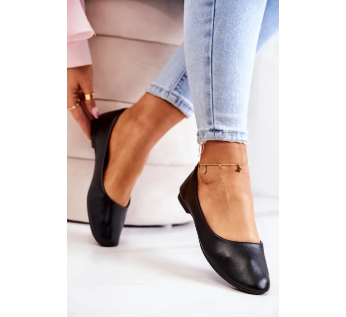 Balerína Kožená klasická černá Stacee