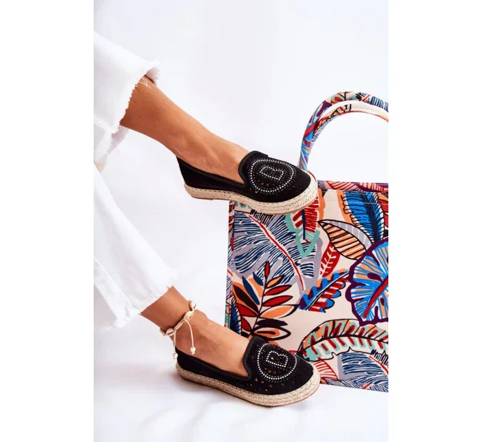 Prolamované Nazouvací dámské espadrilky Černá Meredith Prolamované Nazouvací dámské espadrilky Černá Meredith