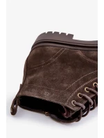 Semišové Zateplené Pánské Kotníkové Boty na Zip Big Star Hnědé