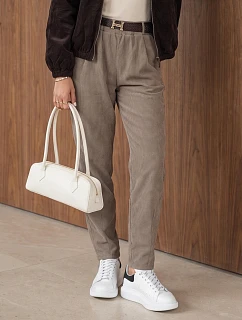 Spodnie damskie z paskiem beżowe model 22383539 - FashionStreet