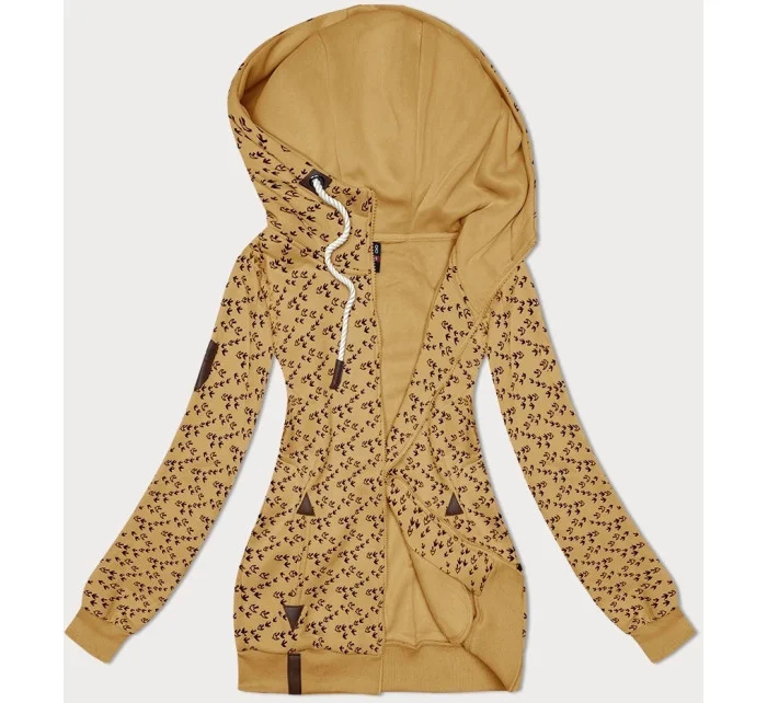 Žlutá sportovní mikina s kapucí a se vzorem model 19690674 - 6&8 Fashion