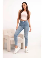 Dámská bavlněná proužkovaná top bez rukávů pudrově růžová