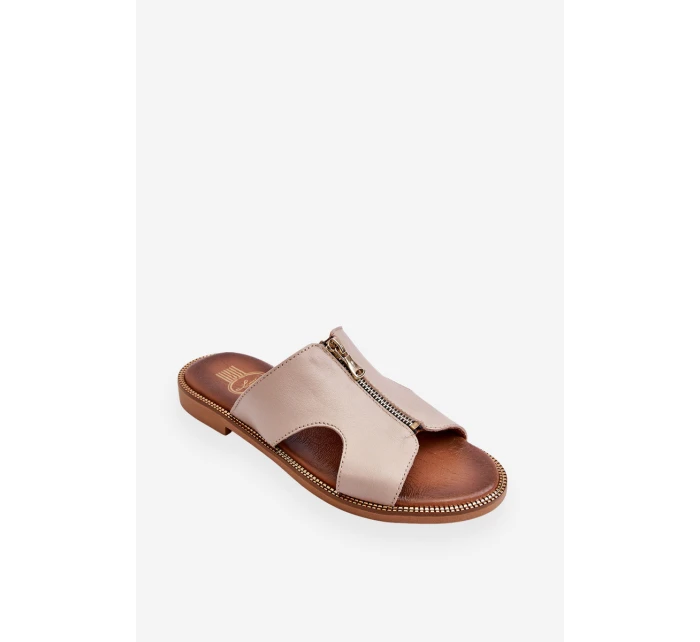 Dámské pantofle s ozdobným zipem Béžová model 21617391 - Boto