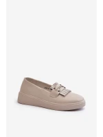 Lehké Dámské Mokasíny Kožené Na Platformě Beige model 21655865 - S.Barski