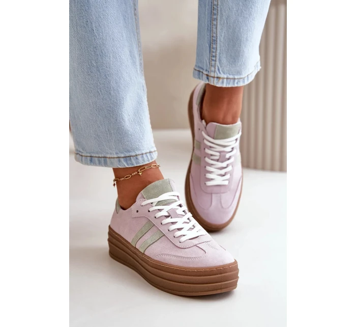 Dámské Semišové Tenisky Na Platformě Fialové Zazoo