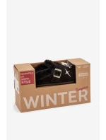 Dámské pantofle s ozdobami a sponou, zateplené kožíškem – černé Thalora Dámské pantofle s ozdobami a sponou, zateplené kožíškem – černé Thalora