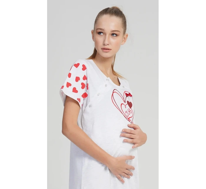 Dámská noční košile mateřská Love Světle šedá s potiskem - Vienetta