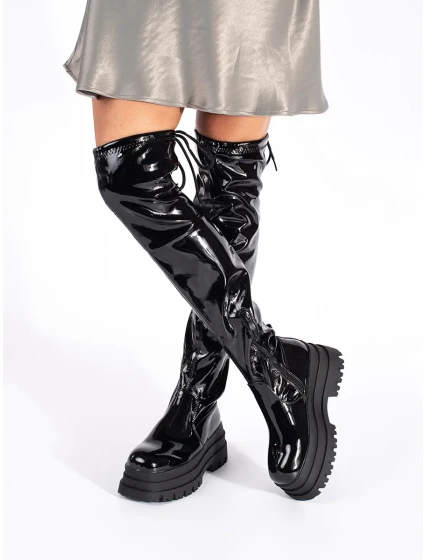 Trendy dámské černé kozačky platforma Trendy dámské černé kozačky platforma