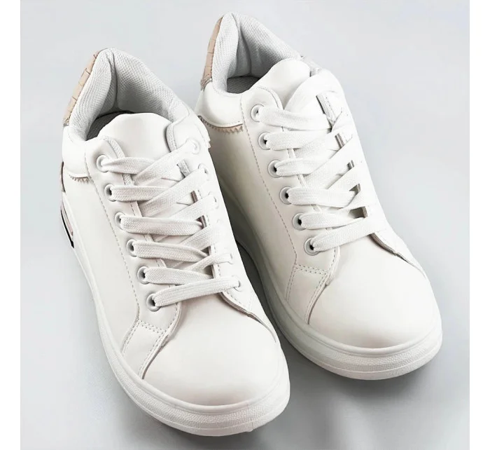 Bílo-béžové sportovní boty se skrytým klínem (666-16) Bílo-béžové sportovní boty se skrytým klínem (666-16)