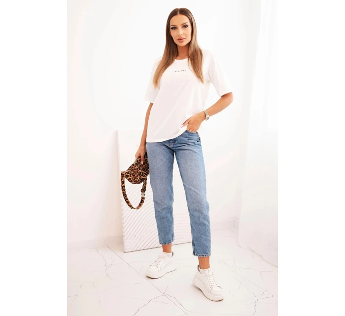 Dámská bavlněná blůza s potiskem Minimal ecru