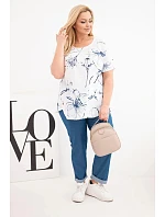 Dámská bavlněná halenka Plus Size s krátkým rukávem a kapsou bílá