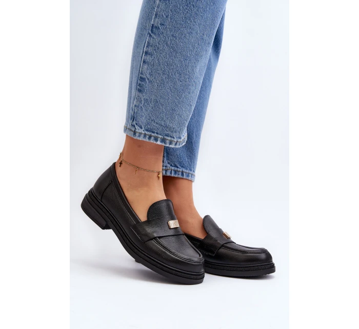 Zazoo 20165 Dámské kožené mokasíny černé